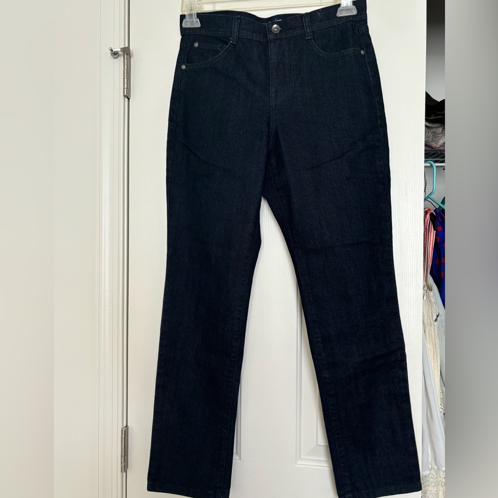 Straight leg dark denim jeans
